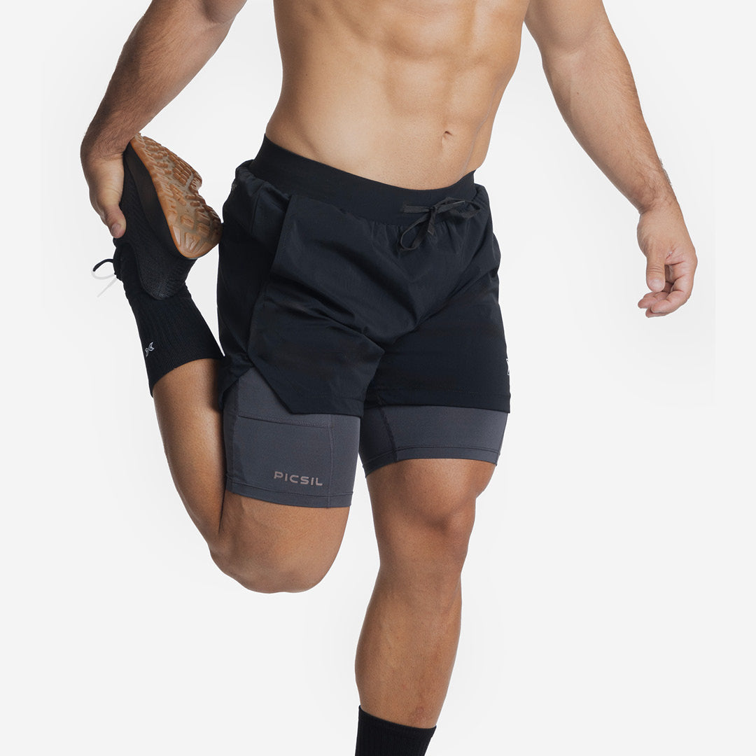 Shorts con Malla Compresión 2 en 1 Hombre Premium